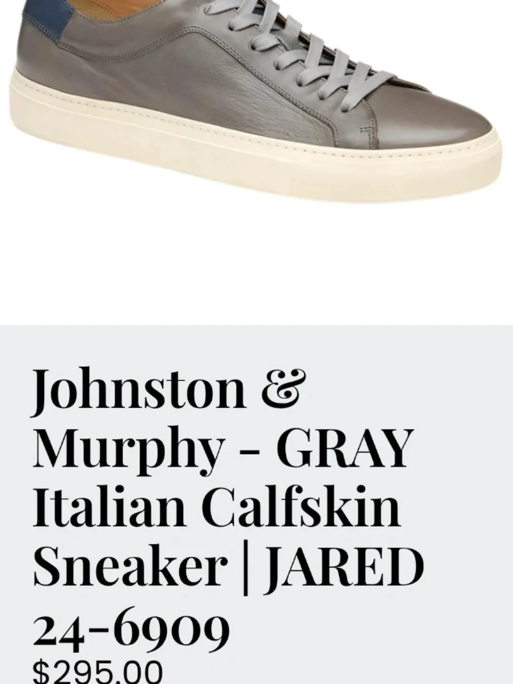Size 11.5 men's Johnston & Murphy Gray Leather Lace-Up Sneakers